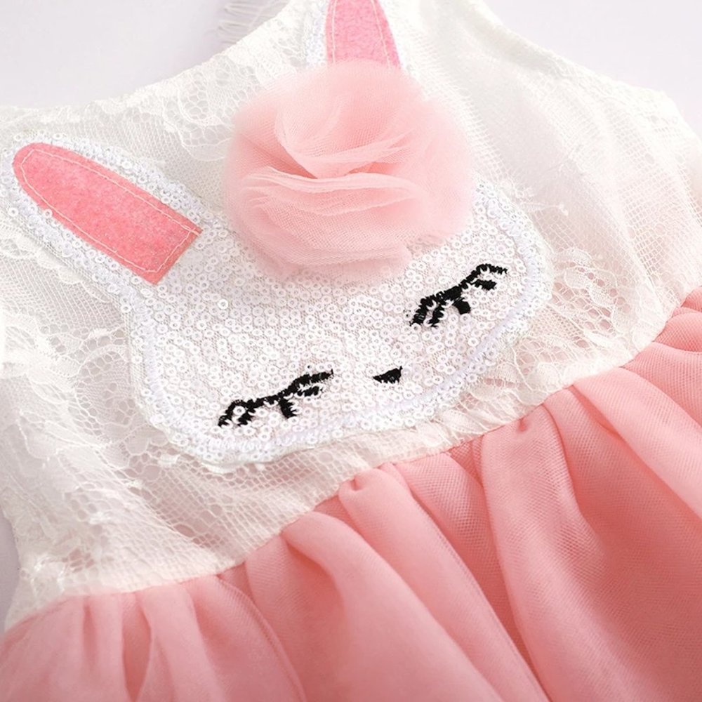 Easter Bunny Rabbit Girls Lace Tutu Dress - Picture 2 of 4